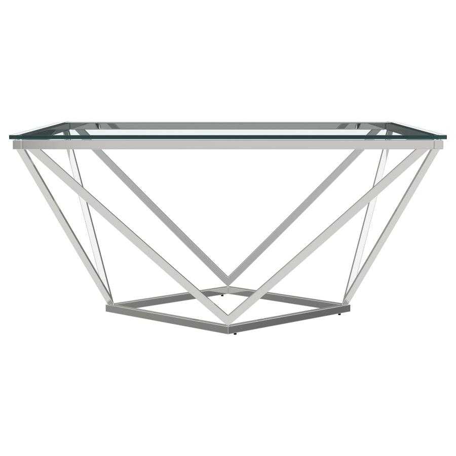 (image for) Brittania Square Glass Top Geometric Coffee Table Nickel