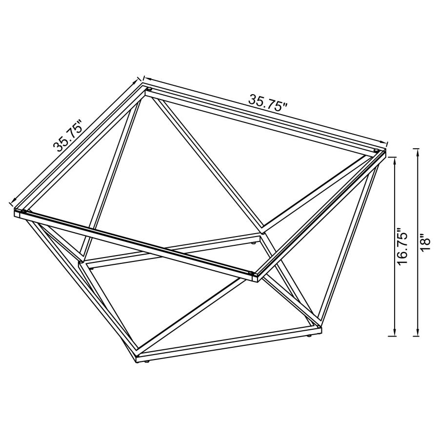 (image for) Brittania Square Glass Top Geometric Coffee Table Nickel