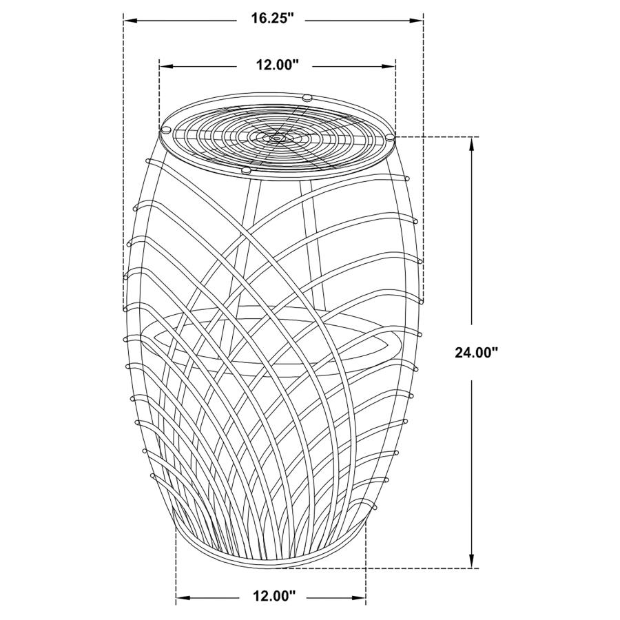 (image for) Dahlia Round Glass Top Woven Rattan End Table Natural