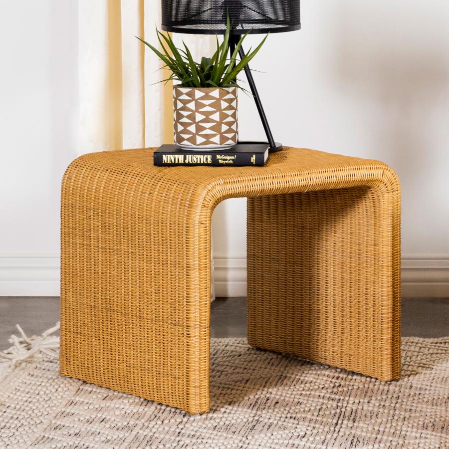 (image for) Juanita Square Woven Rattan End Table Natural