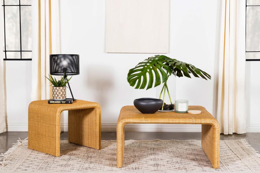 (image for) Juanita Square Woven Rattan End Table Natural