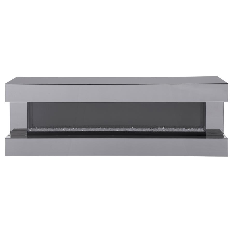 (image for) Vallerie 71" TV Stand with Visual Flame Box Grey Mirror