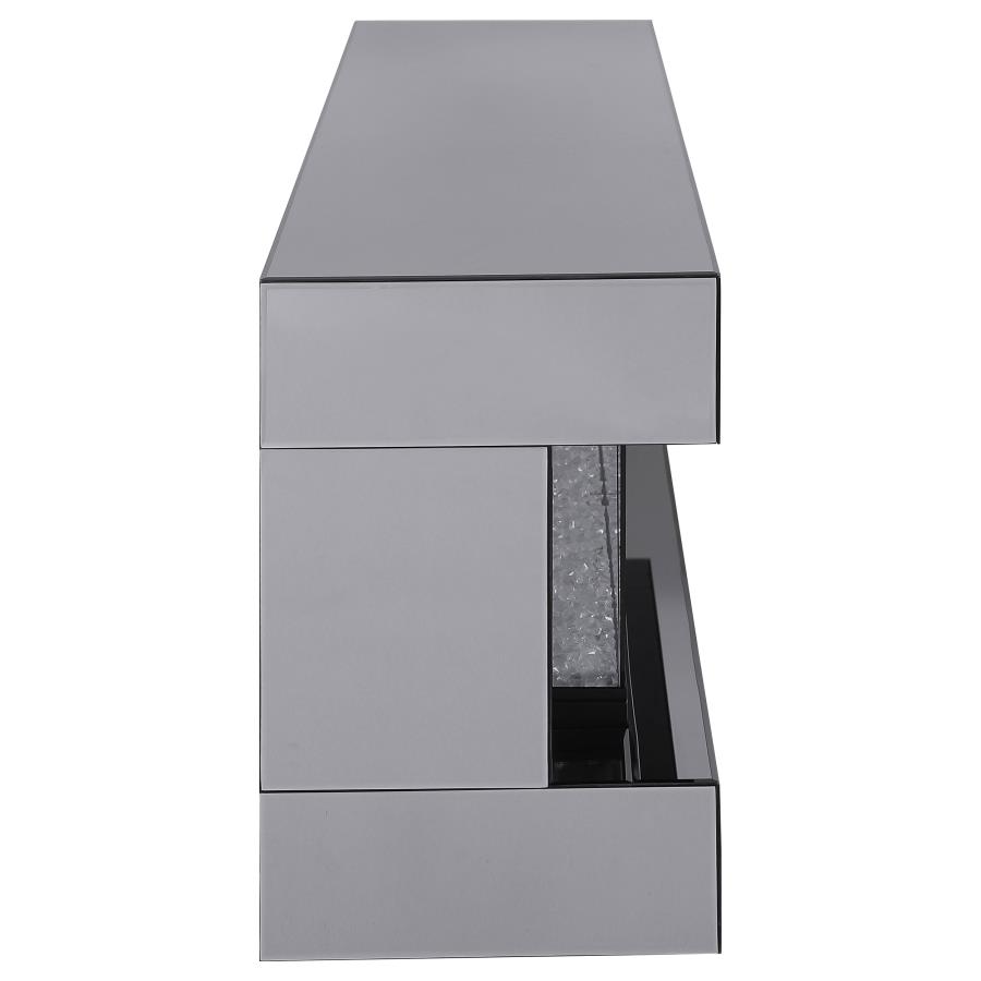 (image for) Vallerie 71" TV Stand with Visual Flame Box Grey Mirror