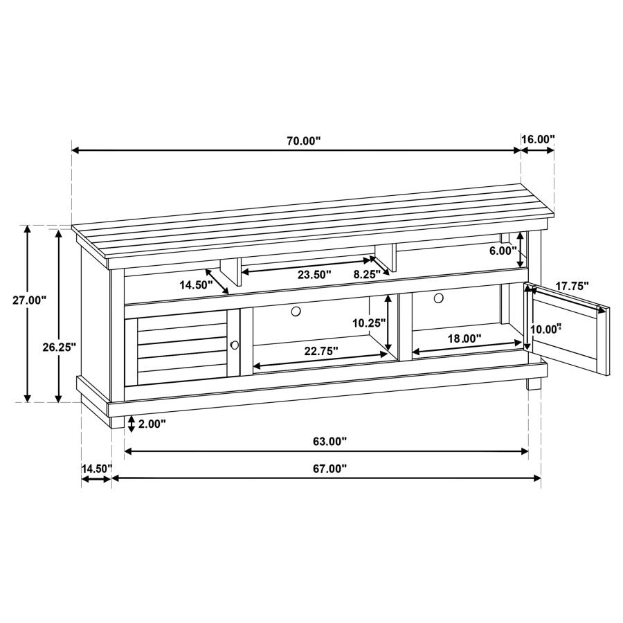 Modal Additional Images for Payne 70-inch TV Stand Media Console Distressed Brown