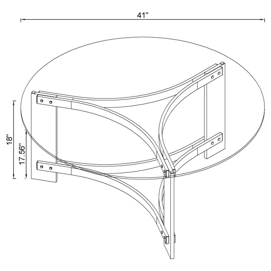 (image for) Janessa Round Glass Top Acrylic Leg Coffee Table Matte Brass