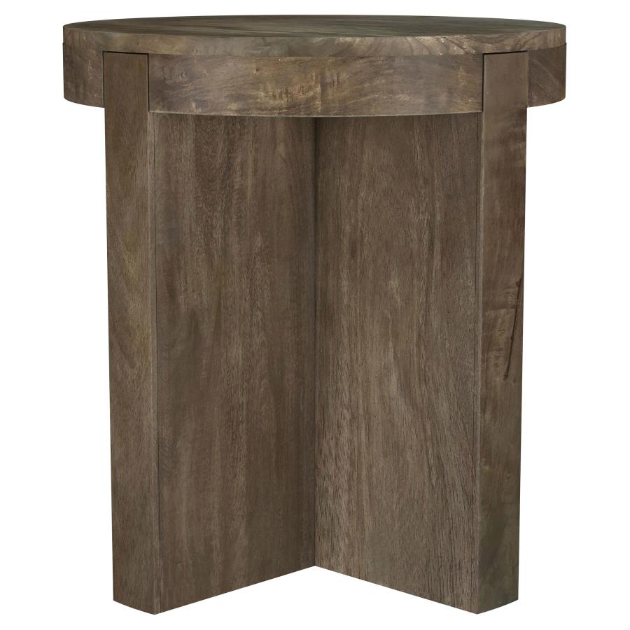 (image for) Kinkaid Round Solid Mango Wood End Table Brown