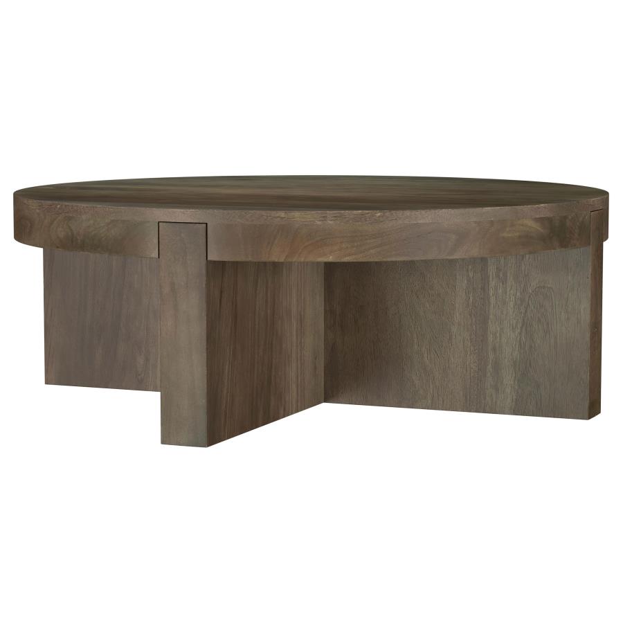 (image for) Kinkaid Round Solid Mango Wood Coffee Table Brown