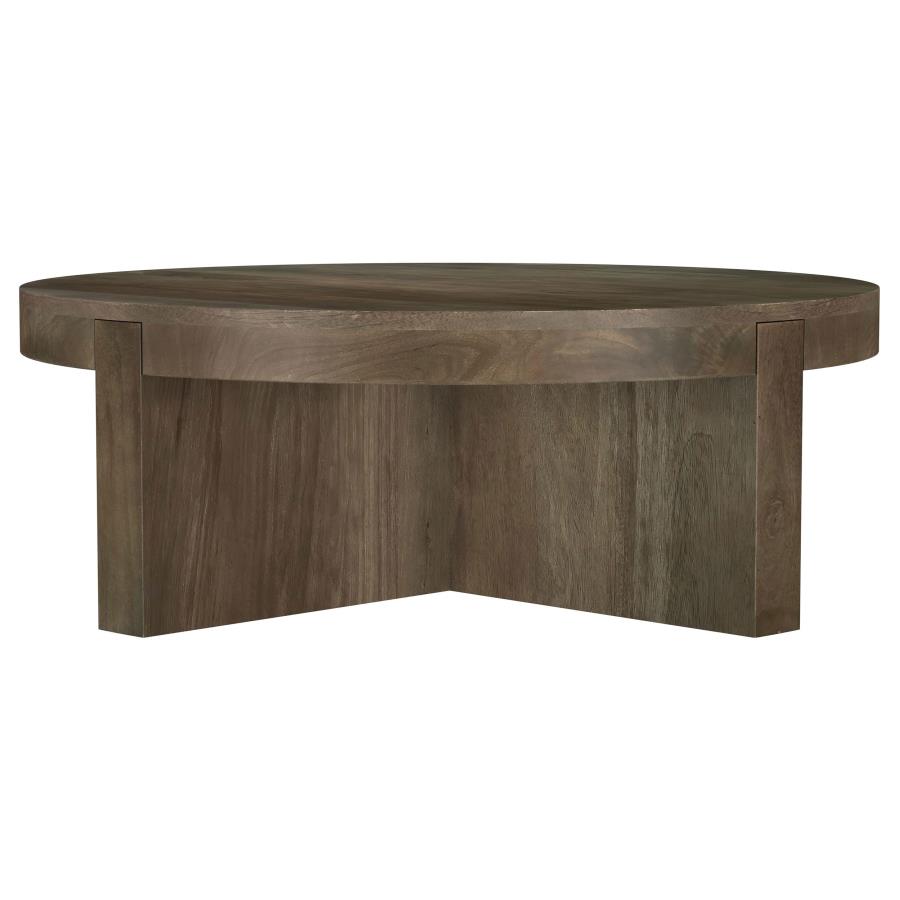 (image for) Kinkaid Round Solid Mango Wood Coffee Table Brown