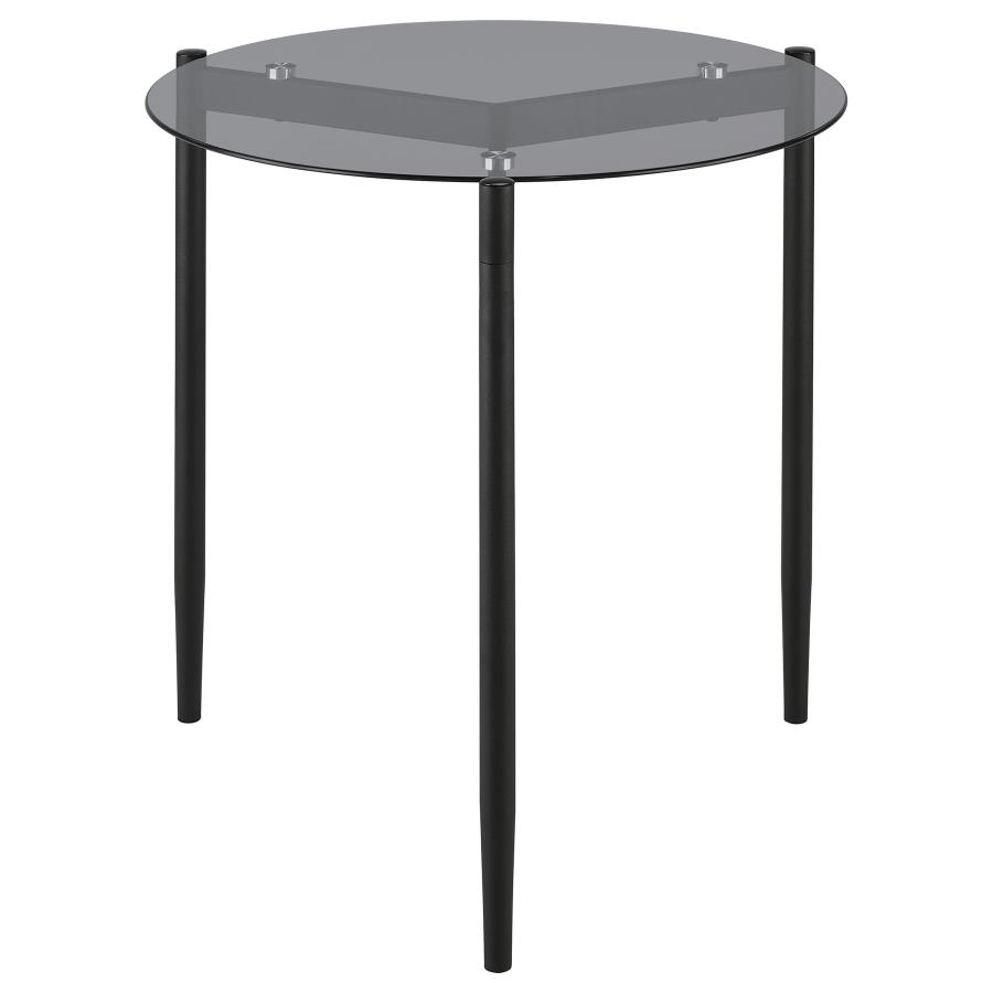 (image for) Rosalie Round Smoked Glass Top End Table Sandy Black