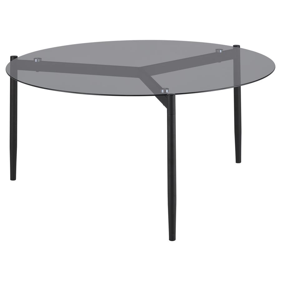 (image for) Rosalie Round Smoked Glass Top Coffee Table Sandy Black