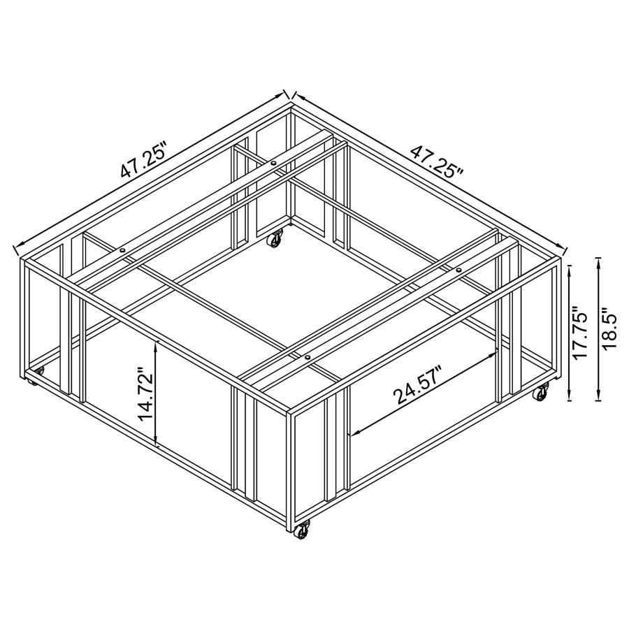 (image for) Adri Square Glass Top Coffee Table with Casters Black Nickel