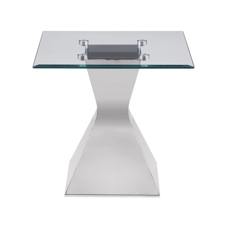 (image for) Jenny Glass Top Stainless Steel Side End Table Chrome