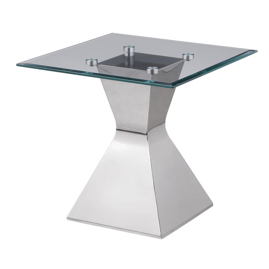 (image for) Jenny Glass Top Stainless Steel Side End Table Chrome