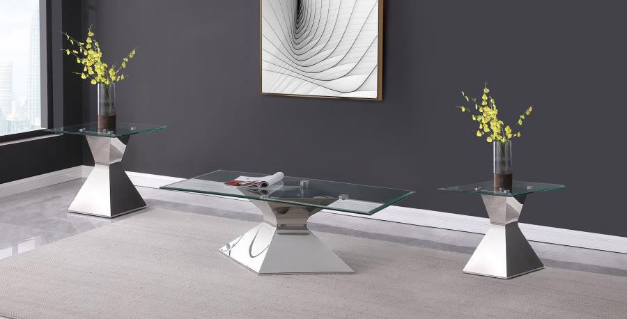 (image for) Jenny 3-piece Rectangular Coffee and End Table Set Chrome