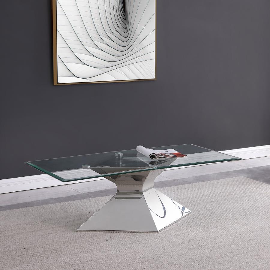 (image for) Jenny Glass Top Stainless Steel Coffee Table Chrome