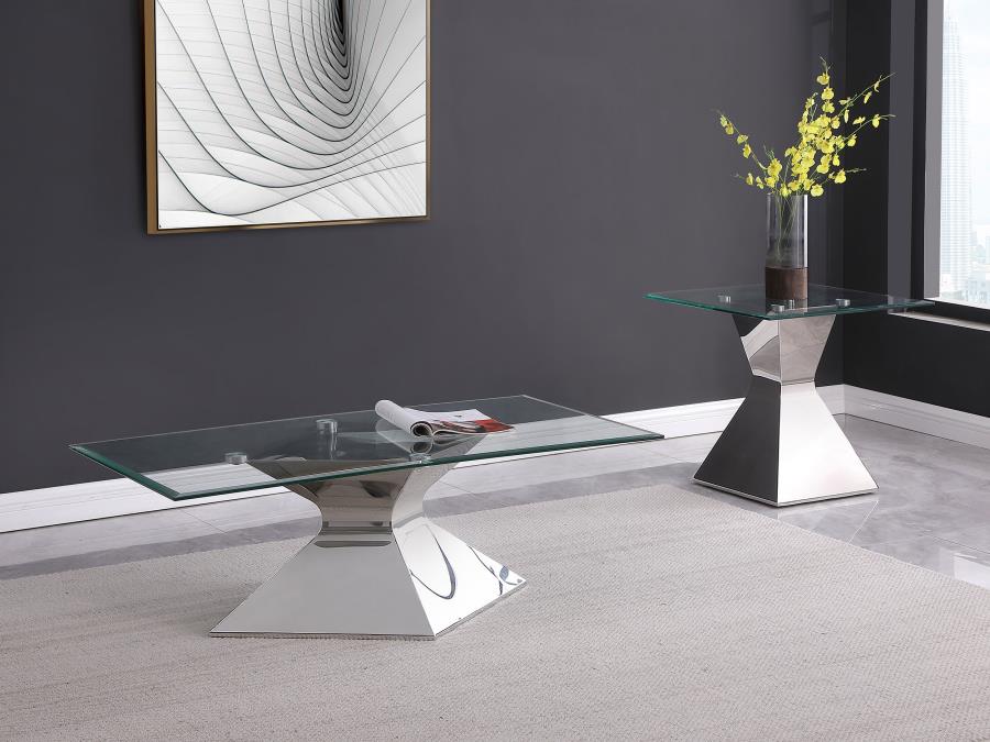 (image for) Jenny Glass Top Stainless Steel Coffee Table Chrome