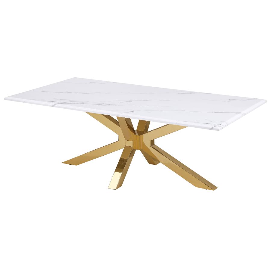 (image for) Visalia Faux Marble Top Stainless Steel Coffee Table Gold