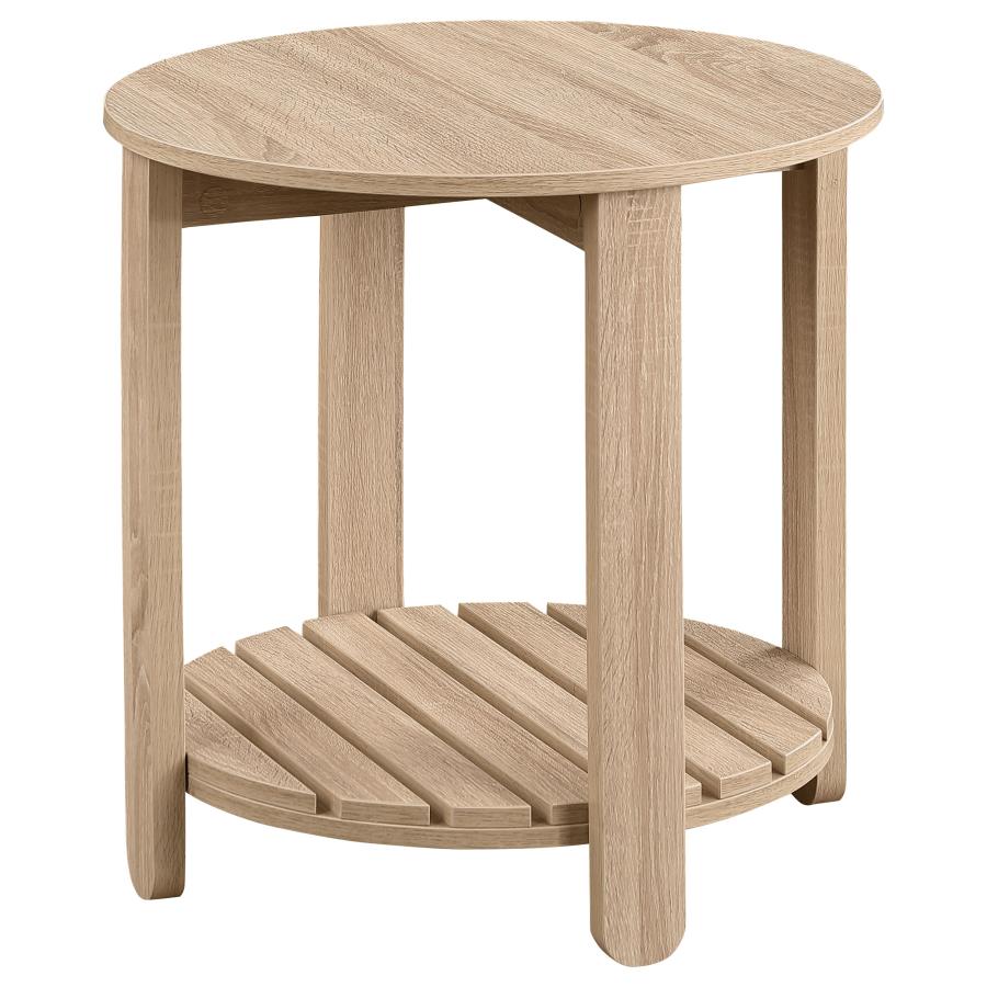 (image for) Fowler 1-shelf Round Engineered Wood Side End Table Natural