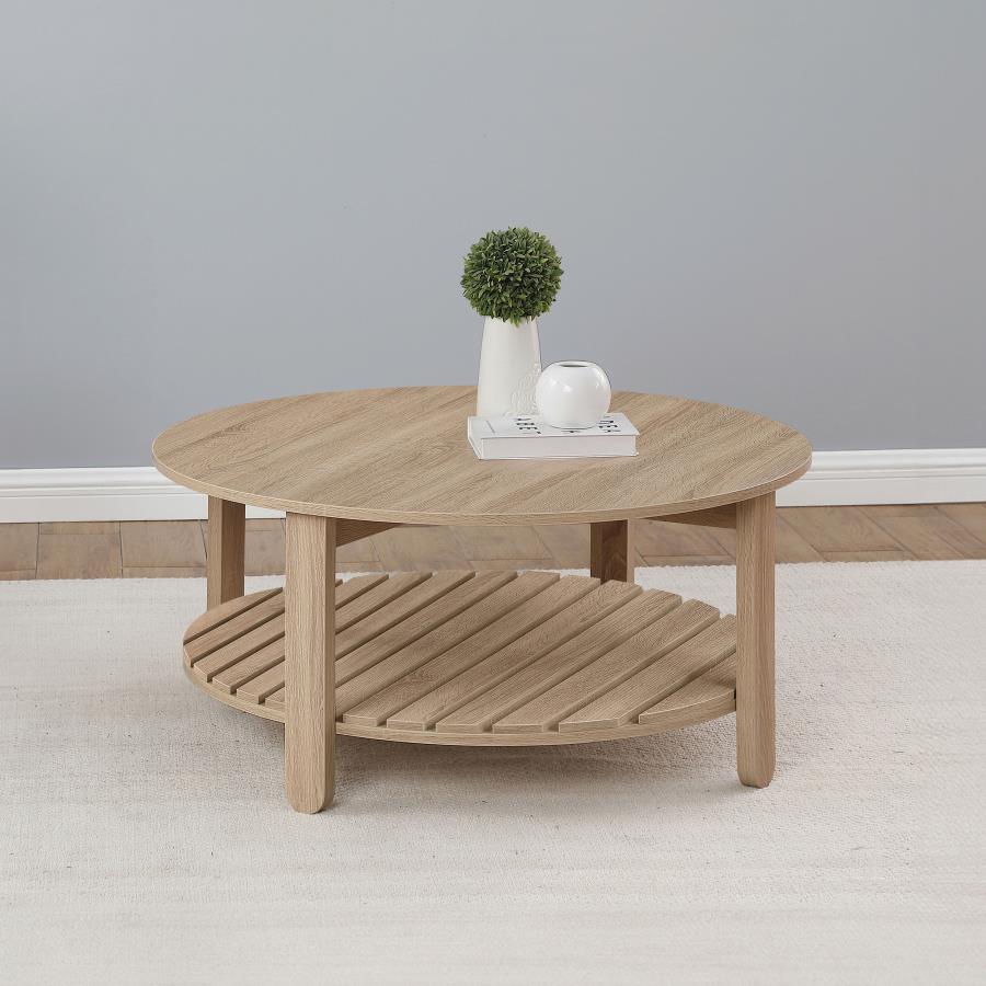 (image for) Fowler 1-shelf Round Engineered Wood Coffee Table Natural