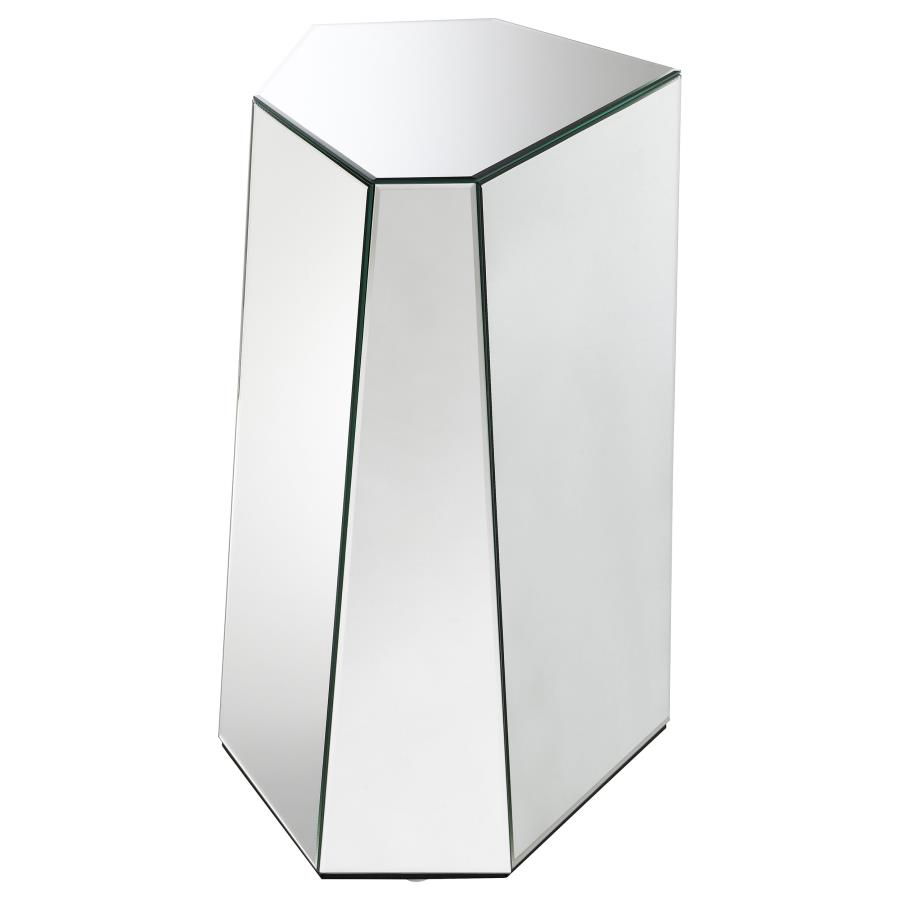 (image for) Capella Mirrored Abstract Geometric End Table Silver