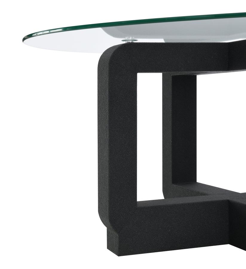 (image for) Acklin Round Clear Glass Top Side End Table Black