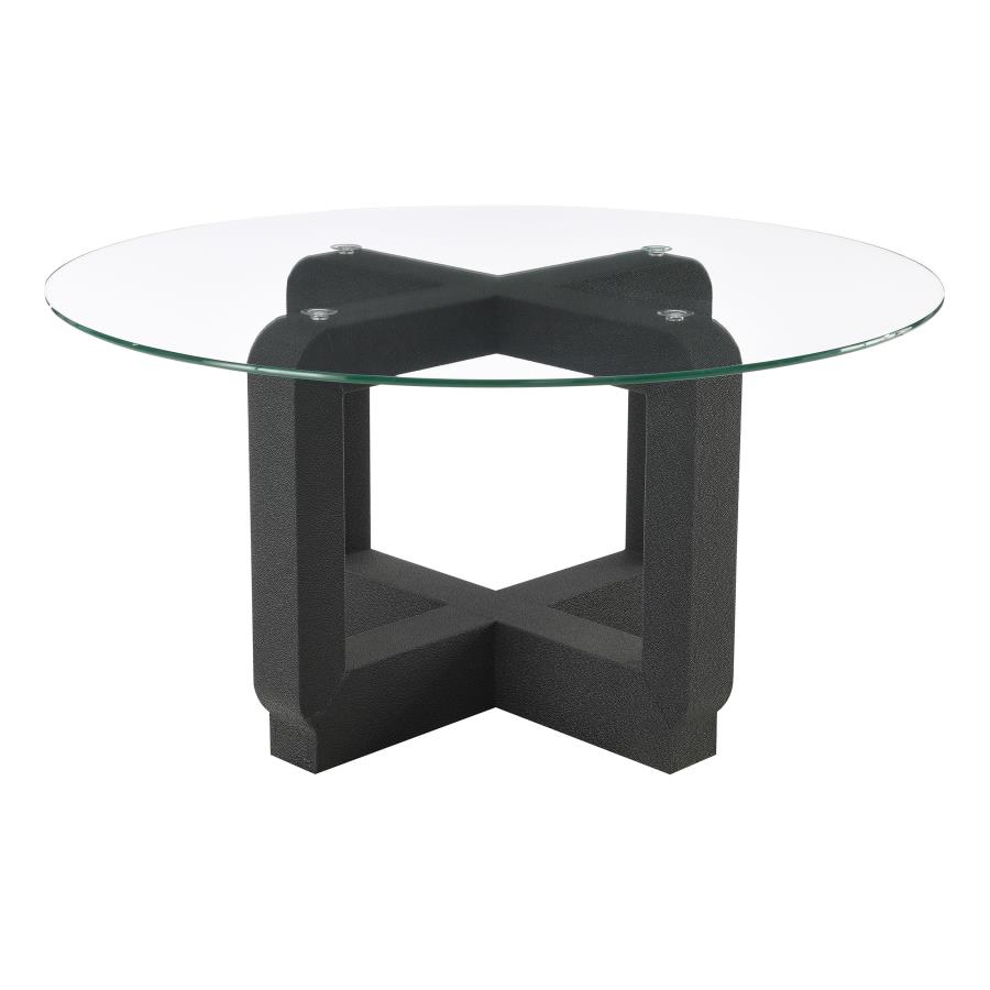 (image for) Acklin Round Clear Glass Top Coffee Table Black