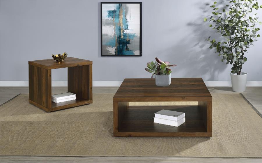 (image for) Frisco Square Engineered Wood Side End Table Dark Pine