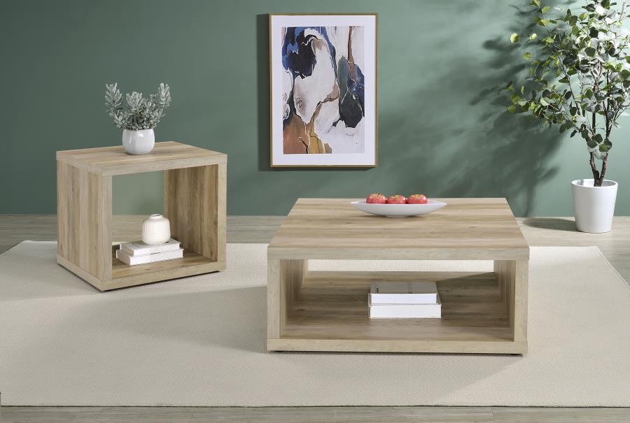 (image for) Frisco 2-piece Coffee and End Table Set Distressed Pine