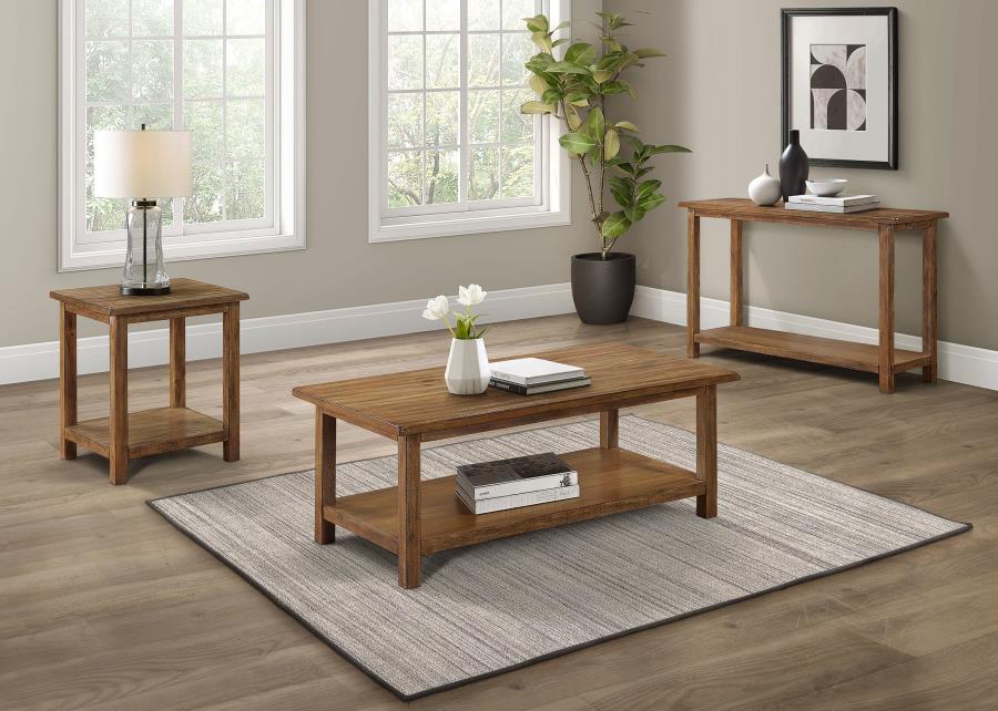 Modal Additional Images for Payne Wood Coffee Table with Shelf Distressed Brown