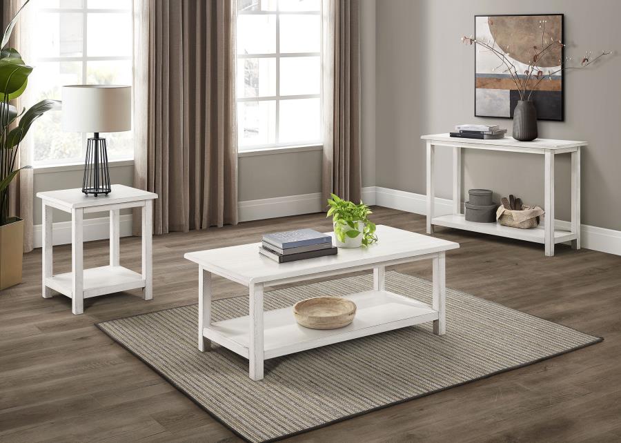 Modal Additional Images for Payne Wood End Table with Shelf Distressed White