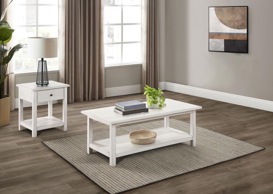 (image for) Payne 2-piece Coffee and 1-drawer End Table Set White