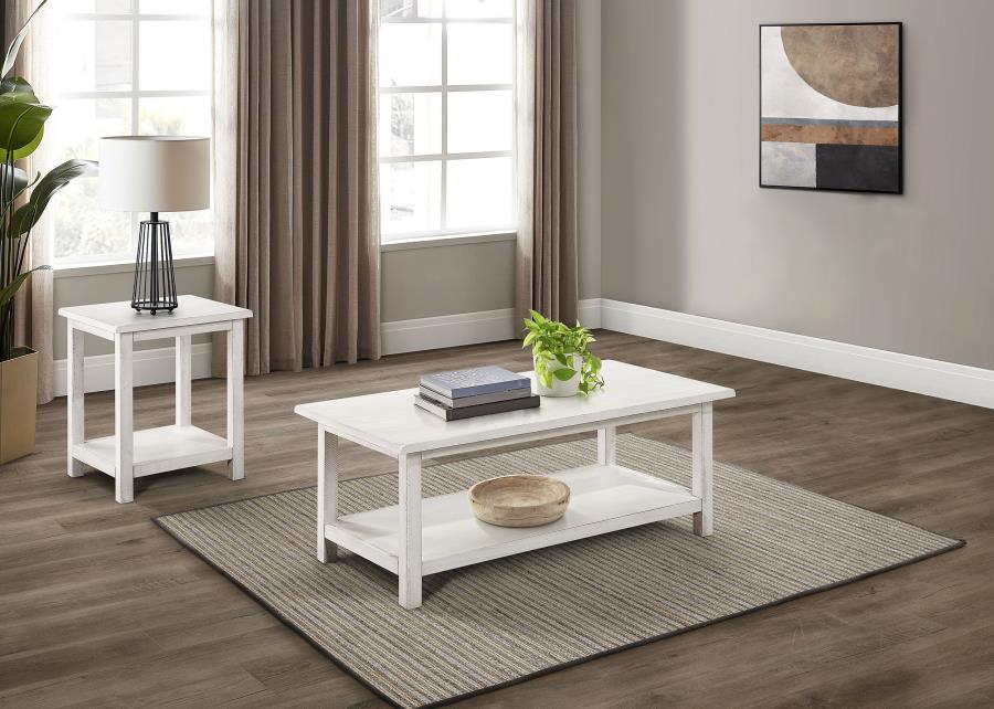 (image for) Payne 2-piece Coffee and End Table Set Distressed White