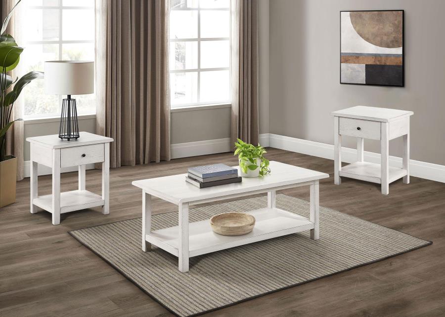 (image for) Payne 3-piece Coffee and 1-drawer End Table Set White