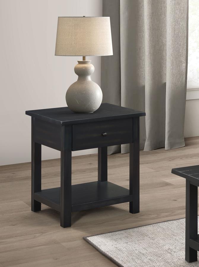 (image for) Payne 1-drawer Wood End Table with Shelf Java