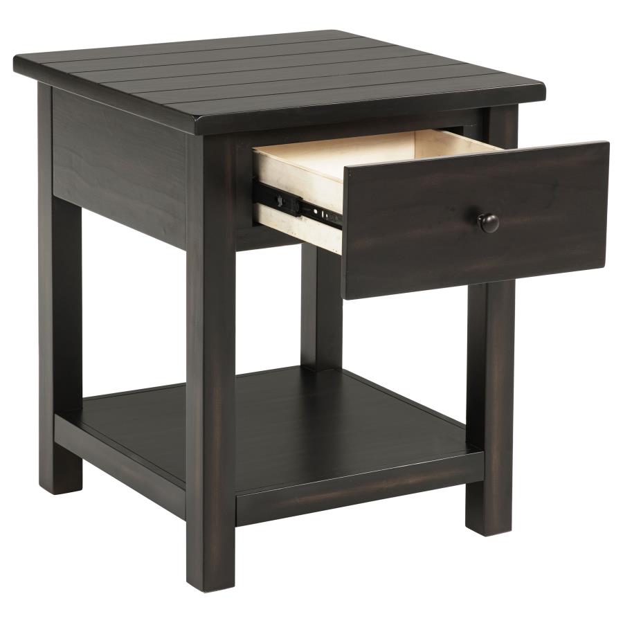 (image for) Payne 1-drawer Wood End Table with Shelf Java