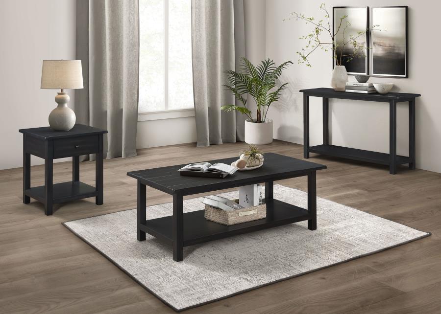 Modal Additional Images for Payne 1-drawer Wood End Table with Shelf Distressed Java