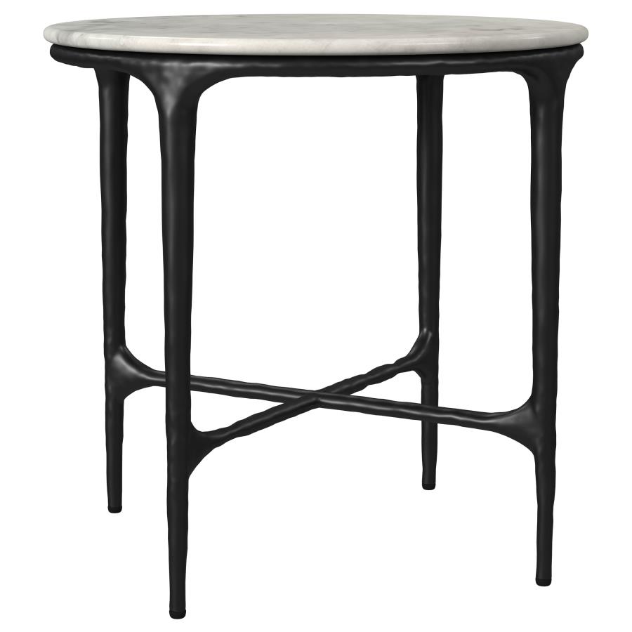 Hermas 3-piece Round Marble Coffee and End Table Set White