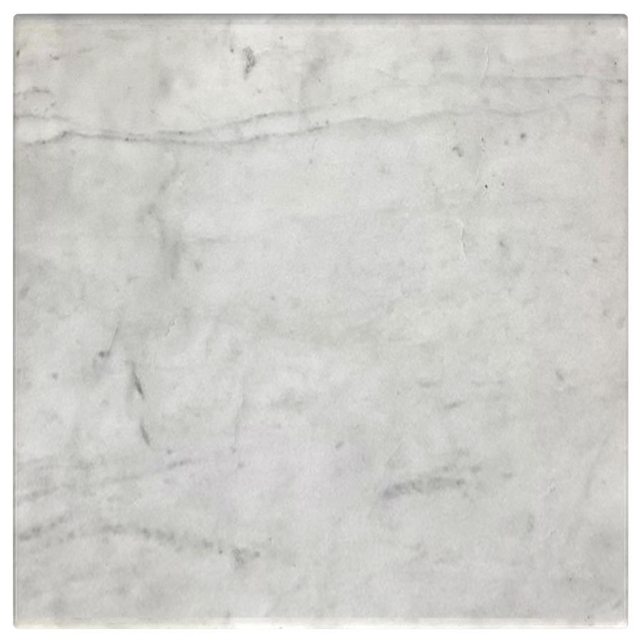 Ebby Square Genuine Marble Top Metal End Table White