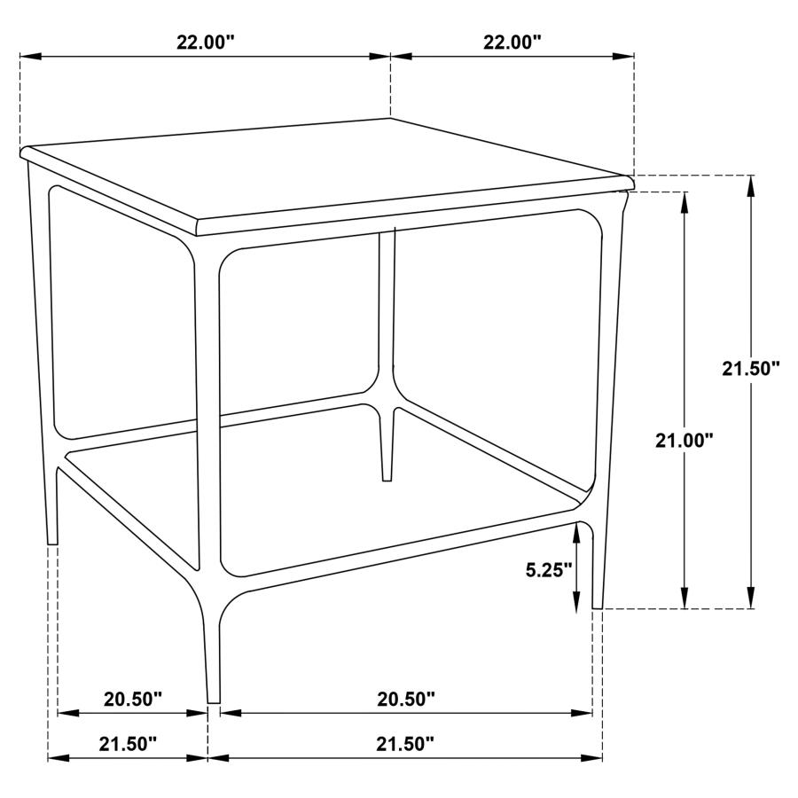 Ebby Square Genuine Marble Top Metal End Table White