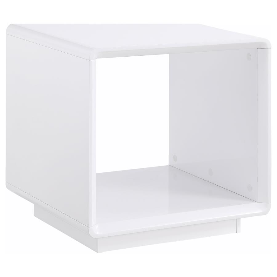 (image for) Paseo Square End Side Table White High Gloss