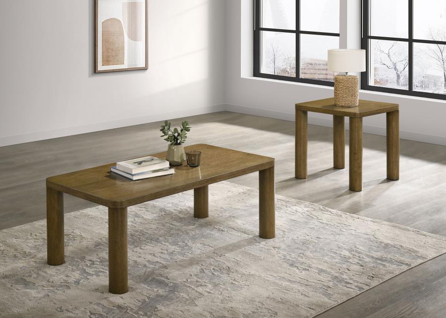 (image for) Castlewood 2-piece Cocktail Coffee Table Set Brown Oak