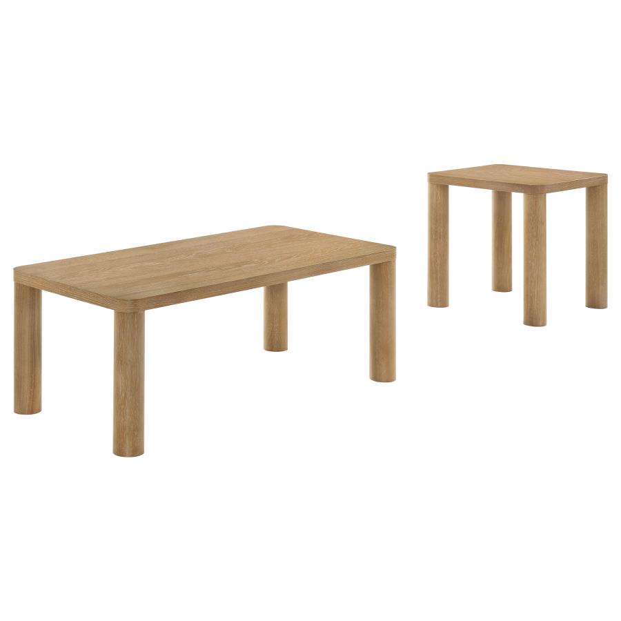 Castlewood 2-piece Cocktail Coffee Table Set Light Oak