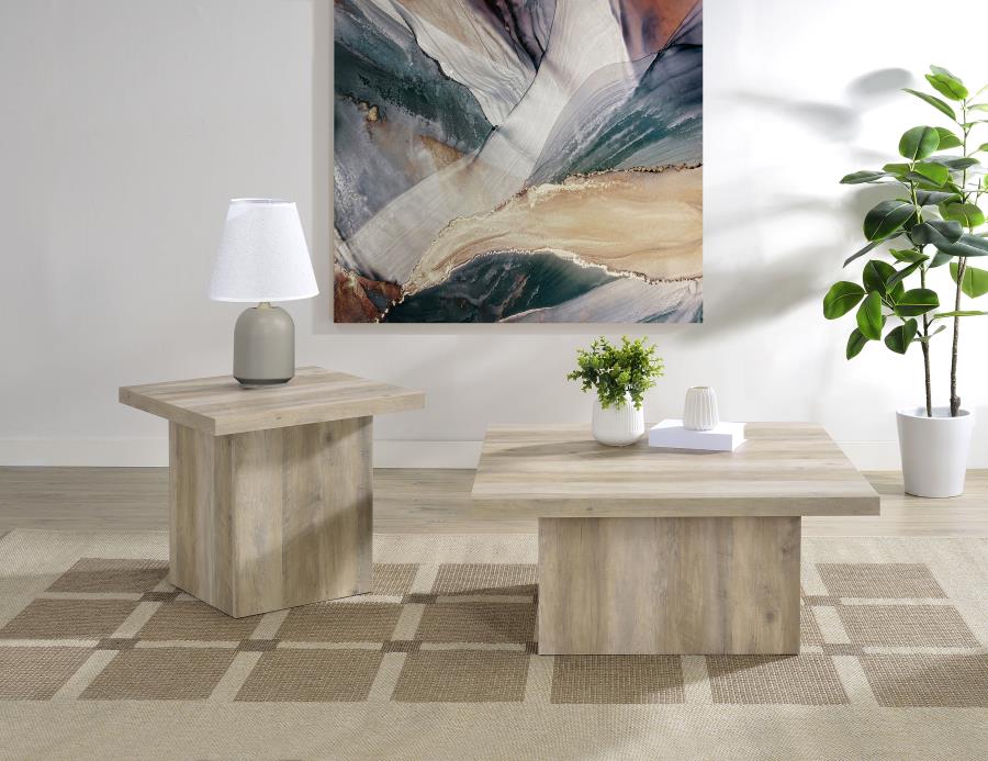 Modal Additional Images for Devar Square Engineered Wood Coffee Table Distressed Pine