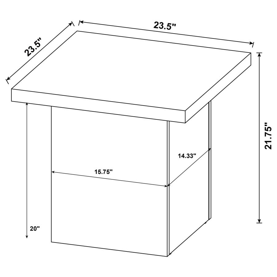 Devar 2-piece Square Coffee and End Table Set Dark Pine