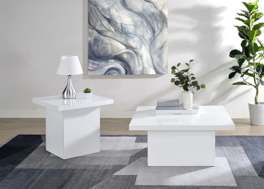 Modal Additional Images for Devar Square Engineered Wood Coffee Table White High Gloss