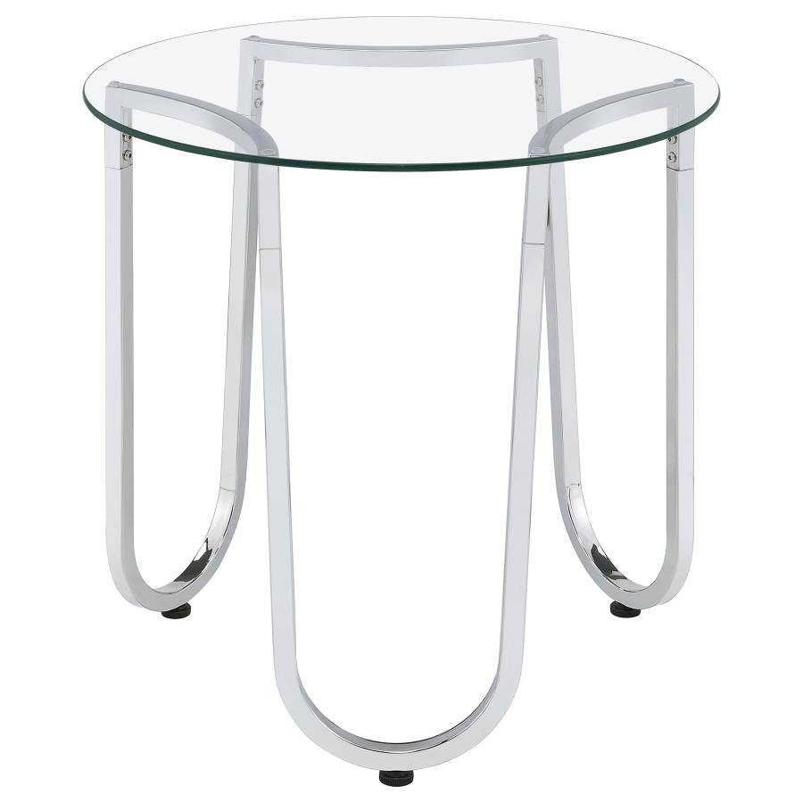 Beller 3-piece Round Tempered Glass Top Coffee Table Set Chrome