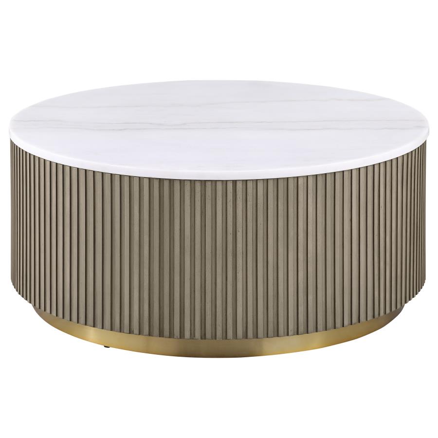 Jason 3-piece Round White Marble Coffee Table Set Greige