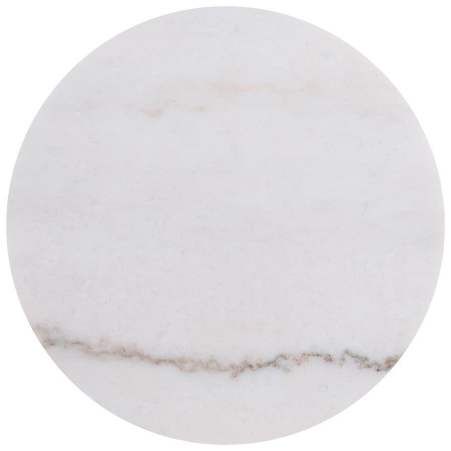 Jason 2-piece Round White Marble Coffee Table Set Honey Brown