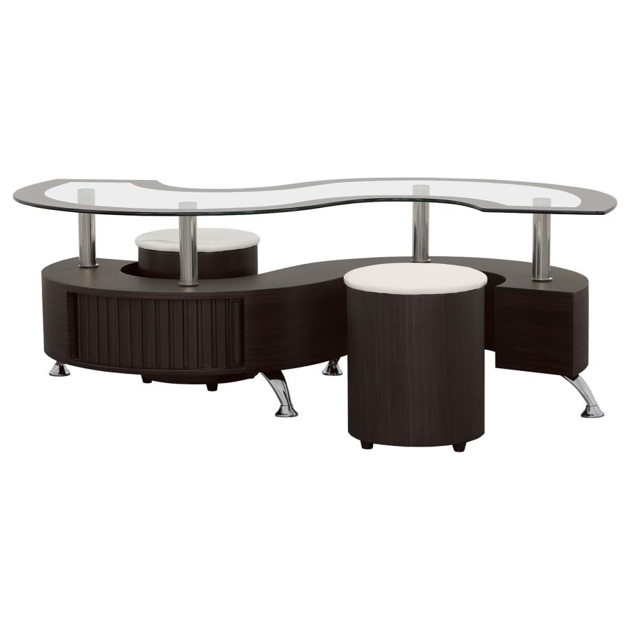 (image for) Buckley 3-piece Coffee Table and Stools Set Cappuccino