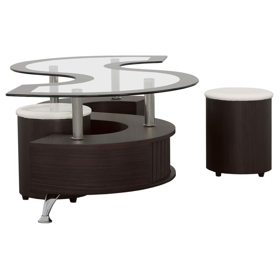 (image for) Buckley 3-piece Coffee Table and Stools Set Cappuccino